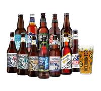 Best of British Real Ale Mixed Case of 12 Classic Beers & Pint Glass - Wychwood, Marston's, Wainwright's, Shipyard, Sharp's, Banks