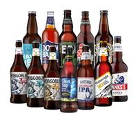 Best of British Real Ale Mixed Case of 12 Classic Beers & Pint Glass - Wychwood, Marston's, Wainwright's, Shipyard, Sharp's, Banks