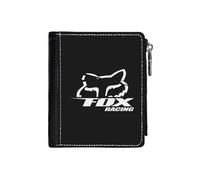 (Best Of Fox Racing Black White_2303) Men's Women PU Leather Wallets Compact Bifold with Zipper & Multiple Card Coins Slots Black Stylish Durable Graphic Design Print for Girl Boys