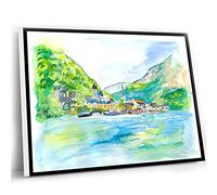 Best Office Decor,Boho Farmhouse Decor,Incredible Hallstatt With Lake And Mountains In Salzkammergut Austria Wall Decoration Edition Fine Art Print,12x16 Inch UnFramed Wall Art