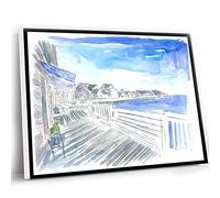 Best Office Decor,Light Farmhouse Decor,Outer Banks Currituck Sound Promenade Waterfront Wall Decoration Edition Fine Art Print Watercolor Prints Painting,12x16 Inch UnFramed Wall Art