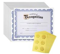 Best Paper Greetings 48 Sheets Blue Floral Certificate of Recognition Paper for Printing with Gold Foil Sticker Seals|Customizable|Border for Graduation,DiplomaCompletion Award Documents(8.5x11)