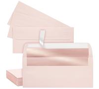 50-Pack #10 Blush Pink Envelopes with Metallic Rose Gold Foil Lining for Party Invitations, Mailing Business Letters, Invoices, Baby Showers, Weddings (4 1/8 x 9 1/2 in)