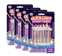 BEST PARTY EVER! Quick Light Birthday Candles - Amazing Chain Reaction - Lighting One Candle Lights Them All - Multi-Color - Great for Birthdays and More - 4-Pack (48 Candles)