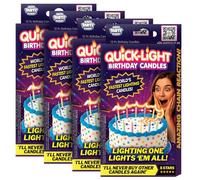 BEST PARTY EVER! Quick Light Birthday Candles - Amazing Chain Reaction - Lighting One Candle Lights Them All - Multi-Color - Great for Birthdays and More - 4-Pack (48 Candles)