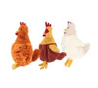 Best Pet Supplies Chicken Crinkle Plush Dog Toys for Interactive Play, Puppy and Senior Indoor Play, Colorful Chicken Toy Shape, Cute and Cuddly - Crinkle Chicken Bundle (Brown, Beige, Wine Red)