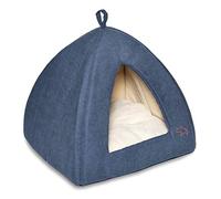 Best Pet Supplies Dog House Bed Crate Mat Tent Indoor Round Soft Plush for Small, Medium, and Large Breeds - Navy, 19 x 19 x H:19"