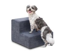 Best Pet Supplies Dog Stairs & Steps - Foam Steps for Small Dogs & Cats, Non-Slip Indoor Balanced Pet Step Support, Dog Ramp, No Assembly, Dark Gray Linen, 2-Step (12-inch Height)