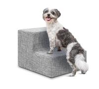 Best Pet Supplies Dog Stairs & Steps - Foam Steps for Small Dogs & Cats, Non-Slip Indoor Balanced Pet Step Support, Dog Ramp, No Assembly, Ash Gray Linen, 2-Step (12-inch Height)