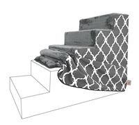 Best Pet Supplies Foam Pet Steps Cover for Small Dogs and Cats, Portable Ramp Stairs for Couch, Sofa, and High Bed Climbing (Cover Only) - Gray Lattice, 5-Step (Cover Only)
