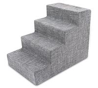 Best Pet Supplies Foam Pet Steps for Small Dogs and Cats, Portable Ramp Stairs for Couch, Sofa, and High Bed Climbing, Non-Slip Balanced Indoor Step Support, Paw Safe - Ash Gray Linen, 4-Step