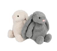 Best Pet Supplies Interactive Bunny Buddy Dog Toy with Crinkle and Squeaky Enrichment for Small and Medium Breed Puppies or Dogs, Cute and Plush - Bunny Bundle (Beige, Gray)