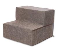 Best Pet Supplies Made in USA Foldable Pet Steps/Stairs with CertiPUR-US Certified Foam Brown Linen, 2-Steps (H: 12"")" (STF242-2)