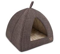 Best Pet Supplies Pet Tent-Soft Bed for Dog and Cat Brown Linen, 19" x 19" x H:19"