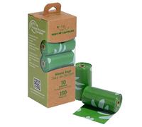 Best Pet Supplies Poop Bags for Dogs, 50% Post-Consumer Recycled Content dog waste bags on rolls, fits all poop bag holders for leashes - 150 Count, Green, Unscented