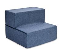 Best Pet Supplies Portable Foldable Foam Pet Stairs/Steps for Couch, Sofa, and High Bed, Non-Slip Bottom Balanced Paw Safe - Navy Blue, Foldable 2-Step (H: 12")