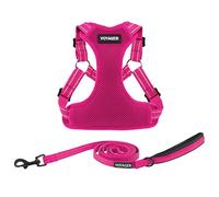 Best Pet Supplies Voyager Adjustable Dog Harness Leash Set with Reflective Stripes for Walking Heavy-Duty Full Body No Pull Vest with Leash D-Ring, Breathable All-Weather Wear - Fuchsia, XL