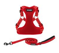 Best Pet Supplies Voyager Adjustable Dog Harness Leash Set with Reflective Stripes for Walking Heavy-Duty Full Body No Pull Vest with Leash D-Ring, Breathable All-Weather Wear - Red, S