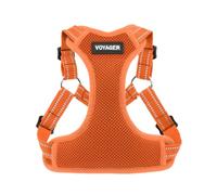 Best Pet Supplies Voyager by - Fully Adjustable Step-in Mesh Harness with Reflective 3M Piping - Orange (Matching Trim), Small