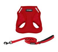 Best Pet Supplies Voyager Step-in Air All Weather Mesh Harness and Reflective Dog 5 ft Leash Combo with Neoprene Handle, for Small, Medium and Large Breed Puppies by - Leash Harness (Red), S