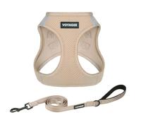 Best Pet Supplies Voyager Step-in Air All Weather Mesh Harness and Reflective Dog 5ft Leash Combo with Neoprene Handle, for Small, Medium and Large Breed Puppies - Khaki, S