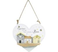 Best Place to Bee Wall Hanging Heart,Charming Bee Design, Ready to Hang,Ideal for Entranceway,Wood Wall art Decor Sign, Plaque House Kitchen Bedroom Living Room,Hallway, New Home Gifts