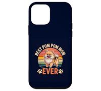 Best Pomeranian Mom Ever Retro Sunset Dog Mama Cute Pom-Pom Case for iPhone 12 mini