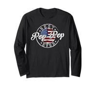 Best Pop-Pop Ever USA Flag Stamp Fathers Day Grandpa to Be Long Sleeve T-Shirt