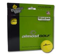 Best practice golf balls on the planet. Perfect for golf training. Solid contact for great feedback. Limited flight for backyard use. Safe for indoors. by AlmostGolf (10 Pack Yellow with 5 Tees)