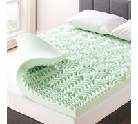 Best Price Mattress 4 Inch 5-Zone Memory Foam Mattress Topper with Calming Green Tea Infusion, CertiPUR-US Certified, Short Queen
