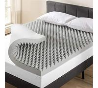 Best Price Mattress 4 Inch Egg Crate Memory Foam Topper with Bamboo Charcoal Infusion, Odor and Moisture Control, CertiPUR-US Certified, King, Charcoal Grey