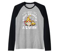 Best School Bus Driver Graphic with Funny Teacher Gnome Raglan Baseball Tee