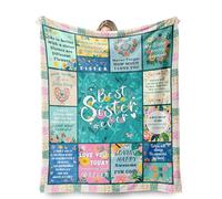 Best Sister Friend Woman Bestie Gifts Blanket for Birthday, Thanksgiving Day, Christmas, Sister Gift Ideas from Soft Cozy Flannel Custom Throw Blanket for Bed Sofa 60"x50" (Green Grid)