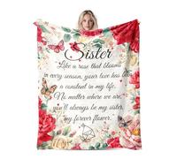 Best Sister Gifts 60"X50" Blanket, Birthday Gifts for Little Big Sis, Soft Cozy Flannel Custom Rose Throw Blanket for Sister on the Thanksgiving Day, Christmas, Valentines