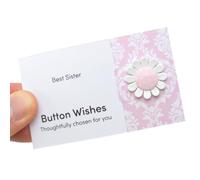 Best Sister | Pink Daisy | Button Wishes Sew On Token | Cracker Filler