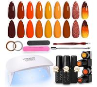 Best Stocking Fillers 2025, 19 Pcs Gel Nail Polish Trendy Explosive Flash Temperature change Autumn n Winter Colours LED Nail Lamp Dryer Soak Off UV Base Coat,Matte n No Wipe Top Coat Manicure Kit