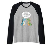 Best Summer Buds - Cute Dinosaur Friends Summer Raglan Baseball Tee