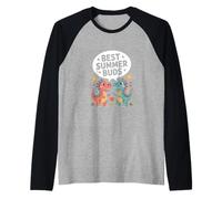 Best Summer Buds - Cute Dinosaur Friends Summer Raglan Baseball Tee