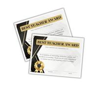 Best Teacher Award Certificate 30pk 8.5x11” Educator of the Month School Staff Recognition Monthly World’s Best Achievement Honor Appreciation