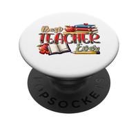 Best Teacher Ever Leopard Print Apple Books Design PopSockets Adhesive PopGrip