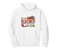 Best Teacher Ever Leopard Print Apple Books Design Pullover Hoodie