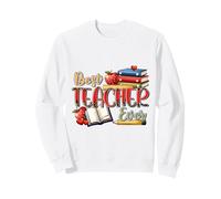 Best Teacher Ever Leopard Print Apple Books Design Sweatshirt