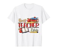 Best Teacher Ever Leopard Print Apple Books Design T-Shirt