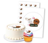 Best Teacher Ever Mug Cookie School, 1 Round 8" & 24 2" Edible Toppers Set