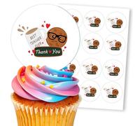 Best Teacher Ever Mug Cookie School, 12 Edible Paper 2.5" Cupcake Toppers