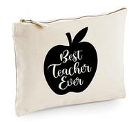 Best Teacher Ever - Zip Bag Pencil Case Accessory Costmetic Make up Bag Pouch - Funny Teacher School Student L Natural