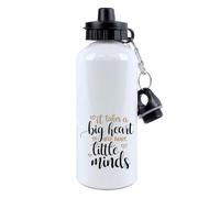 Best Teacher Gift, It Takes a Big Heart To Help Shape Little Minds, Aluminium 500 ml Water Bottle sports bottle. (White)