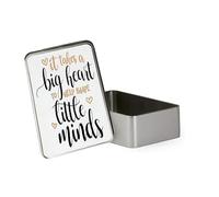 Best Teacher Gift, It Takes a Big Heart To Help Shape Little Minds, Metal Tin Storage Box, Biscuit, ChocolateTin, Emergency Stuff Tin. (Rectangular)