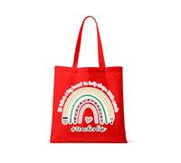Best Teacher Gift, It Takes a Big Heart To Help Shape Little Minds, Rainbow Design, Teacherlife, Shopping Bag, Tote Bag. (Full Red)