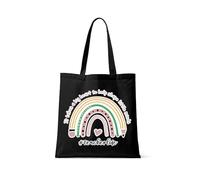 Best Teacher Gift, It Takes a Big Heart To Help Shape Little Minds, Rainbow Design, Teacherlife, Shopping Bag, Tote Bag. (Full Black)